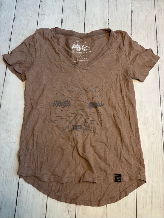 United By Blue Tops - United By Blue Women’s Brown V-Neck Canoe Graphic Tee